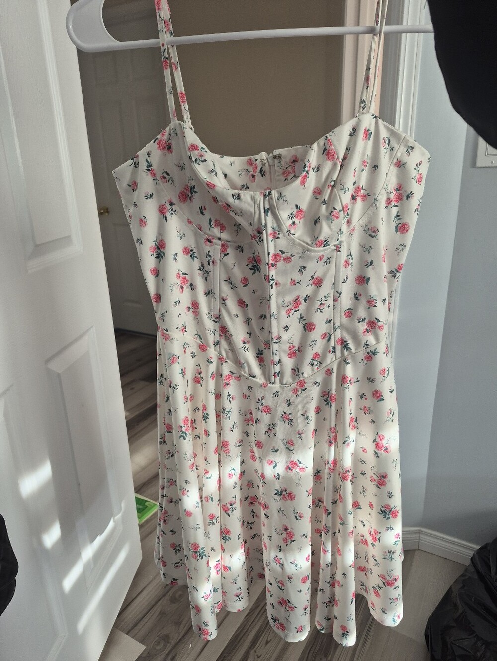Ardene Ivory Mini Dress with Pink Rose Print